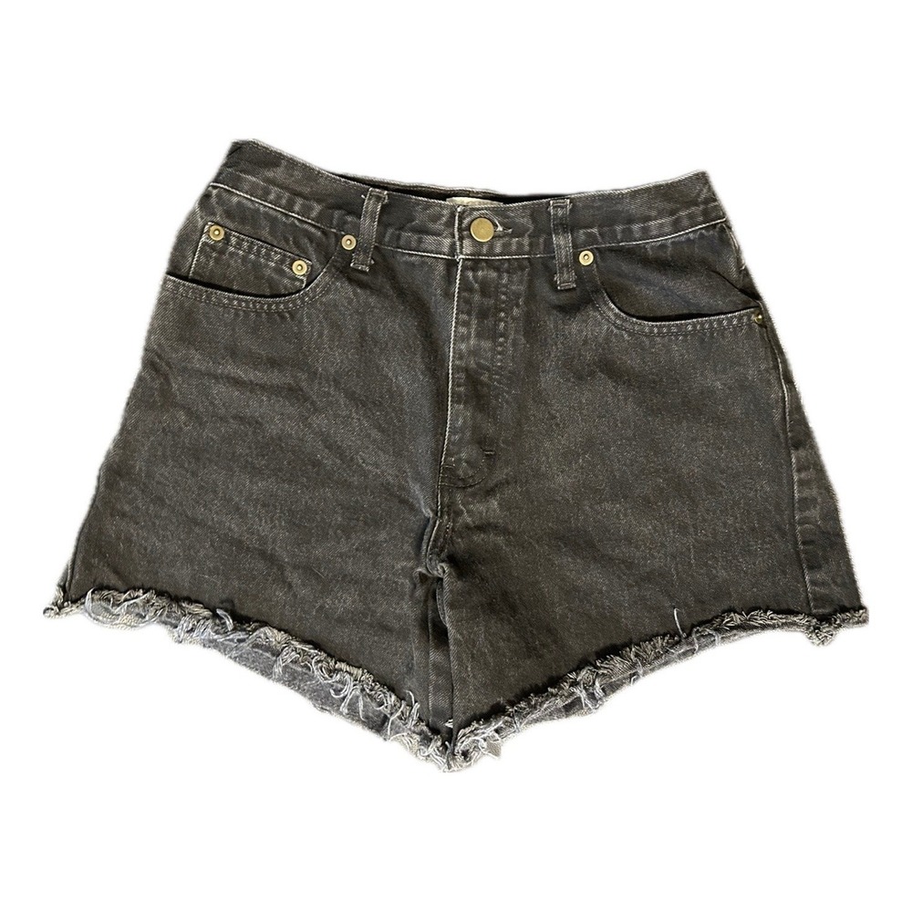 MODA International Black Distressed High Rise Cut Off Jeans Shorts. Women's 8 - Picture 3 of 9